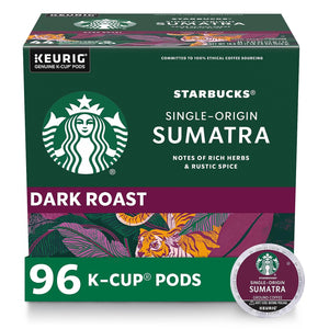 Starbucks K-Cup Coffee Pods, Single Origin Sumatra for Keurig Brewers, 96-count