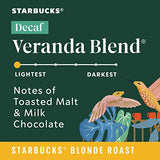 Starbucks Blonde Roast Ground Coffee, Decaf Veranda, 6 bags (12 oz)