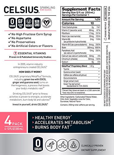 CELSIUS Sparkling Functional Lifestyle Fitness Essential Energy Drink, 12 Fl Oz (12-Pack)