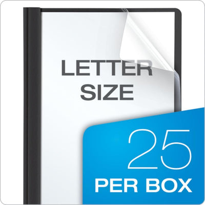 Oxford Clear Front Report Covers, Black, Letter Size, 25 per box