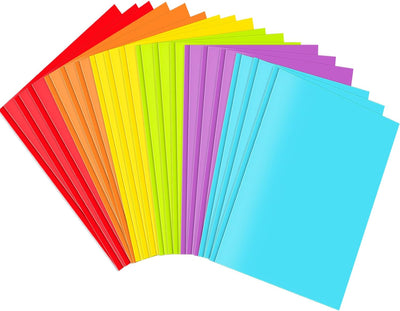 Heavy Duty Plastic Folder with Clear Front Pocket and 3 Holes, Assorted Colors - 6 Pack