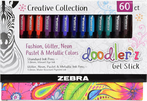 Zebra Pen Doodler'z Gel Stick Pen, 1.0mm Point, Assorted Colors, 60-pack