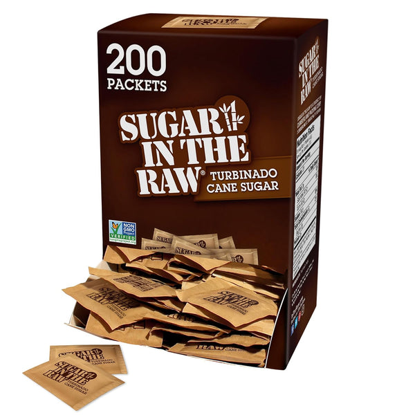 Sugar In The Raw Turbinado Cane Packets, 200 Count, Natural Sweetener - 2-pack