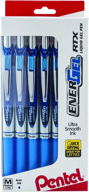 Pentel EnerGel RTX Retractable Liquid Gel Pens, Medium Point, 0.7 mm, 12-count