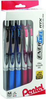 Pentel EnerGel RTX Retractable Liquid Gel Pens, Medium Point, 0.7 mm, 12-count