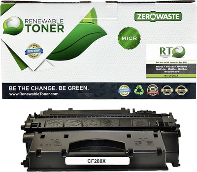 Renewable Toner 80X CF280X MICR Toner Check Printing Cartridge, High Yield