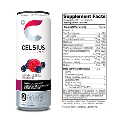 CELSIUS Sparkling Functional Lifestyle Fitness Essential Energy Drink, 12 Fl Oz (12-Pack)