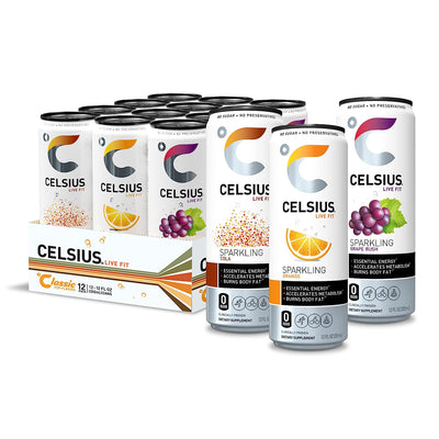 CELSIUS Sparkling Functional Lifestyle Fitness Essential Energy Drink, 12 Fl Oz (12-Pack)