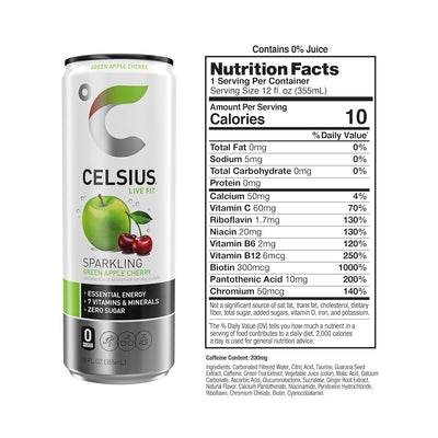 CELSIUS Sparkling Functional Lifestyle Fitness Essential Energy Drink, 12 Fl Oz (12-Pack)