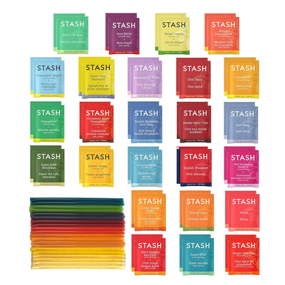 Twinings Sampler Set 12 Flavors Assorted Tea Bags with 20 Honey Sticks - 48-count