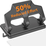 AFMAT Heavy Duty Reduced Effort, 40-Sheet 3-Hole, 3-Ring Metal Paper Punch with Chip Tray - Prime Office Products - Gray