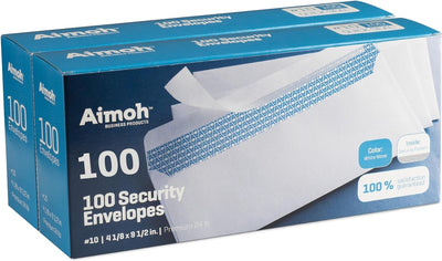 Aimoh #10 Security Envelopes, Double Window, Self Seal, Security Tinted - Prime Office Products -