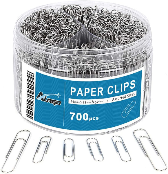 Alago Metal Paper Clips, 700 Assorted Sizes, Large Medium & Small, for Paperwork and Office Supplies - Prime Office Products -