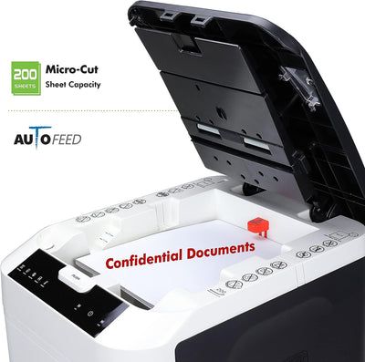 Aurora Commercial Grade 200-Sheet Auto Feed High Security Micro-Cut Paper Shredder - Prime Office Products -