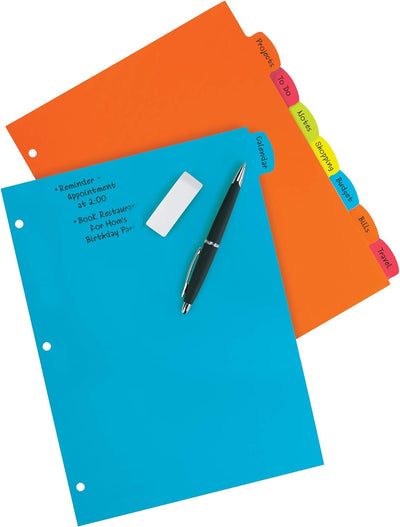 Avery Big Tab Durable Dividers for 3 Ring Binders, with 8 multicolor tabs, Pastel Brights - Prime Office Products -