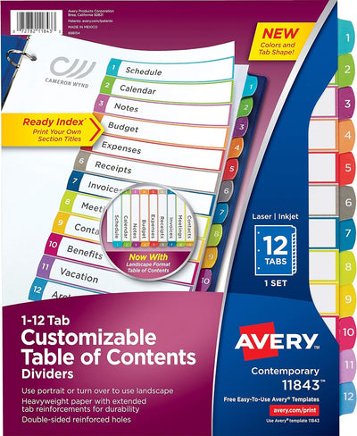 Avery Big Tab Insertable Dividers with 5 Multicolor Tabs, Pack of 48 - Prime Office Products -