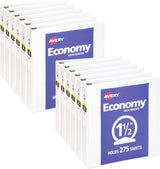 Avery Economy View 3 Ring White Binders, non-stick PVC-free, 12-Count - Prime Office Products - 1.5"