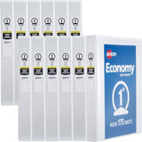 Avery Economy View 3 Ring White Binders, non-stick PVC-free, 12-Count - Prime Office Products - 1.0"