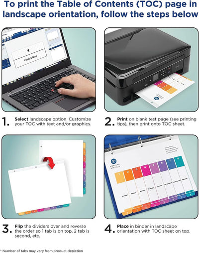 Avery Jan-Dec 12 Tab Dividers for 3 Ring Binders, Customizable Table of Contents, Multicolor Tabs, 6 Sets - Prime Office Products -