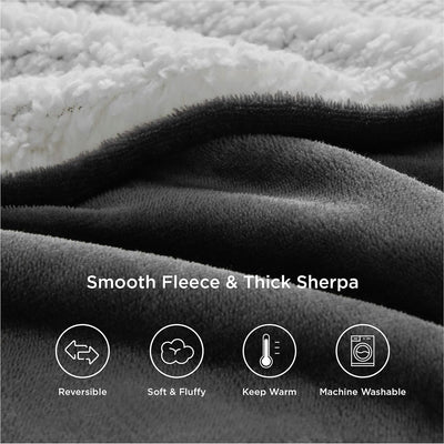 Bedsure Sherpa Fleece Blanket, Thick and Warm Reversible Sofa Throw, Grey - Prime Office Products -