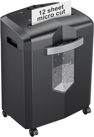 Bonsaii 12-Sheet Micro Cut Paper Shredder for Home Office, P-4 Security Level, Jam-Proof, 4.2 Gal Pullout Bin - Prime Office Products -