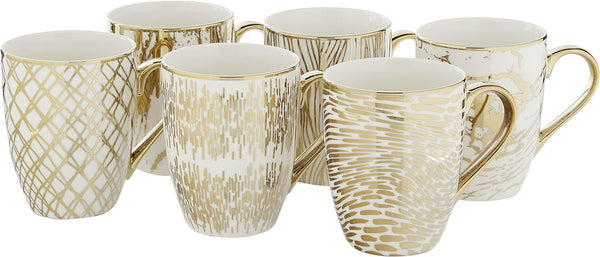 Certified International Matrix Gold Plated Mugs, 16 oz. - Set of 6 - Prime Office Products -