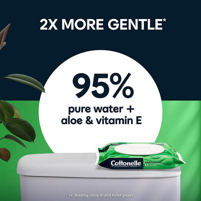 Cottonelle GentlePlus Flushable Wet Wipes with Aloe & Vitamin E (6 Packs of 42 Wipes) - Prime Office Products -