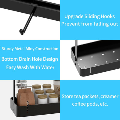 Countertop Coffee Cup Holder with Movable Hooks for 16 Mugs, 2-Tier Rack with Storage Base - Prime Office Products -