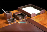 Dacasso Luxury Leather Desk Pad & Organization Essentials Set - Prime Office Products - Black