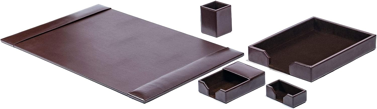 Dacasso Luxury Leather Desk Pad & Organization Essentials Set - Prime Office Products - Black