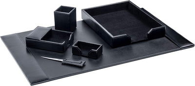 Dacasso Luxury Leather Desk Pad & Organization Essentials Set - Prime Office Products - Black