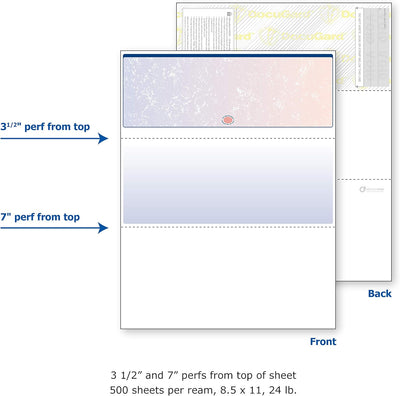 DocuGard Prismatic Blank Top Check Paper, 8.5 x 11 Inches, 24 lb, Laser Printer 500 Sheets (1 Check per page) - Prime Office Products - Blue/Red Prismatic