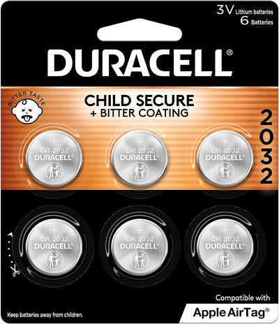 Duracell CR2032 3V Lithium Coin Battery, Child Safety Features, 6 Count, 3 Volt Cell (3-Pack) - Prime Office Products -