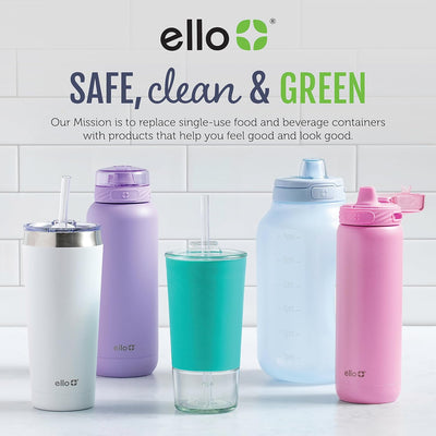 Ello Jane Ceramic 18 oz Travel Mug with Splash-Resistant Lid and Built-in Coaster - Prime Office Products -