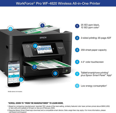 Epson Workforce Pro WF-4820 Wireless Color Inkjet All-In-One Printer - Prime Office Products -