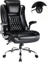 Executive High Back Office Chair with Flip-up Armrests & Adjustable Lumbar Support - Prime Office Products - Black