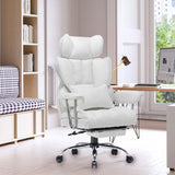 Executive High Back Office Swivel Desk Chair with Leg Rest and Lumbar Support - Prime Office Products - White