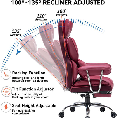 Executive High Back Office Swivel Desk Chair with Leg Rest and Lumbar Support - Prime Office Products - White