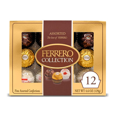 Ferrero Gourmet Collection, Luxury Assorted Hazelnut Milk Chocolate, Dark Chocolate Holiday Gift Box, 4.6 Oz - Prime Office Products -