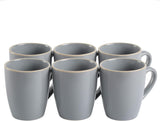 Gibson Home Round Stoneware Rockaway 6-Piece Mug Set (12.5oz), Matte Grey - Prime Office Products -