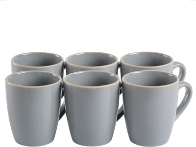 Gibson Home Round Stoneware Rockaway 6-Piece Mug Set (12.5oz), Matte Grey - Prime Office Products -