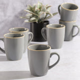 Gibson Home Round Stoneware Rockaway 6-Piece Mug Set (12.5oz), Matte Grey - Prime Office Products -