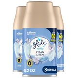 Glade Automatic Spray Scented Air Freshener Refill, 6.2 Oz, 3-Count - Prime Office Products - Clean Linen