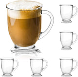 Glass Coffee Mugs, 15oz/450ml Clear Coffee Cups with Handles, Set of 6 - Prime Office Products -