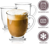 Glass Coffee Mugs, 15oz/450ml Clear Coffee Cups with Handles, Set of 6 - Prime Office Products -