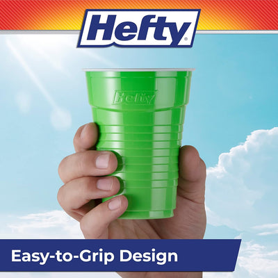 Hefty Party On Disposable Plastic Cups, Assorted, 16 Ounce, 100 Count - Prime Office Products -