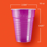 Hefty Party On Disposable Plastic Cups, Assorted, 16 Ounce, 100 Count - Prime Office Products -