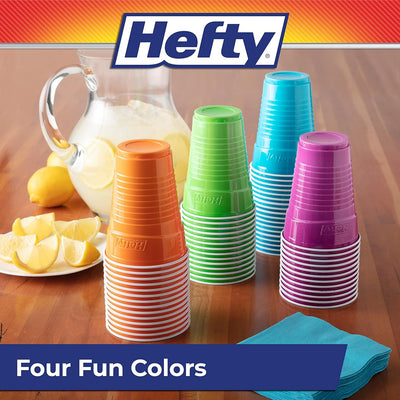 Hefty Party On Disposable Plastic Cups, Assorted, 16 Ounce, 100 Count - Prime Office Products -