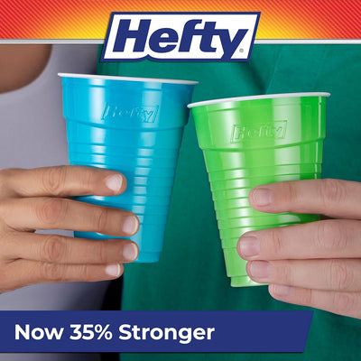 Hefty Party On Disposable Plastic Cups, Assorted, 16 Ounce, 100 Count - Prime Office Products -