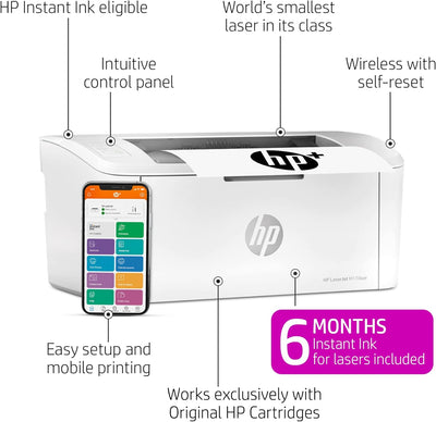 HP LaserJet M110we Wireless Black and White Laser Printer with 6 Months Instant Ink - Prime Office Products -